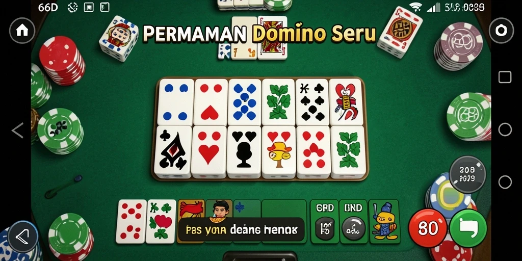 Tampilan layar 66D yang penuh aksi dalam permainan Domino.