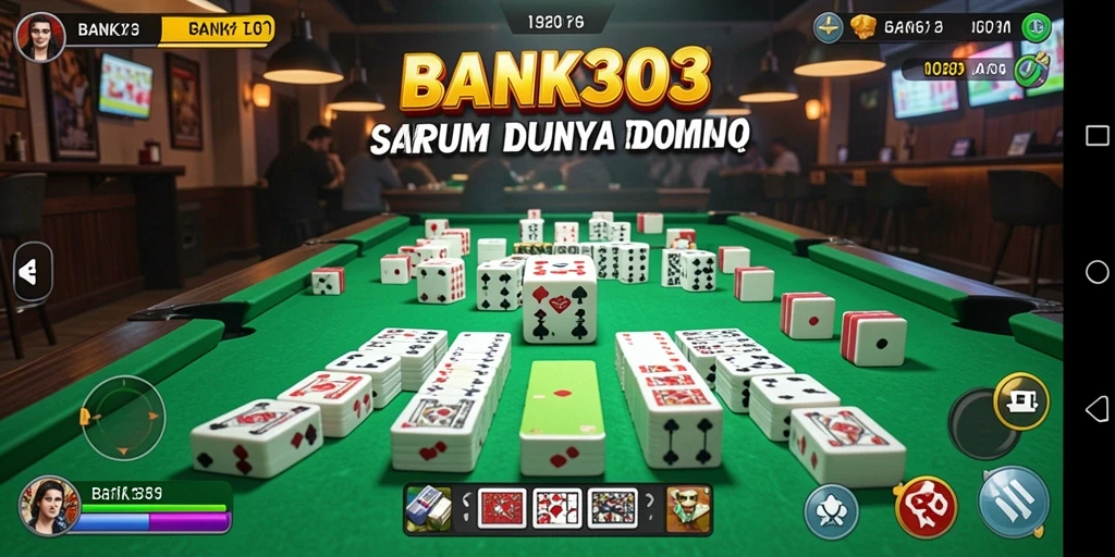 Screenshot BANK303 menampilkan gameplay seru dalam permainan Domino.