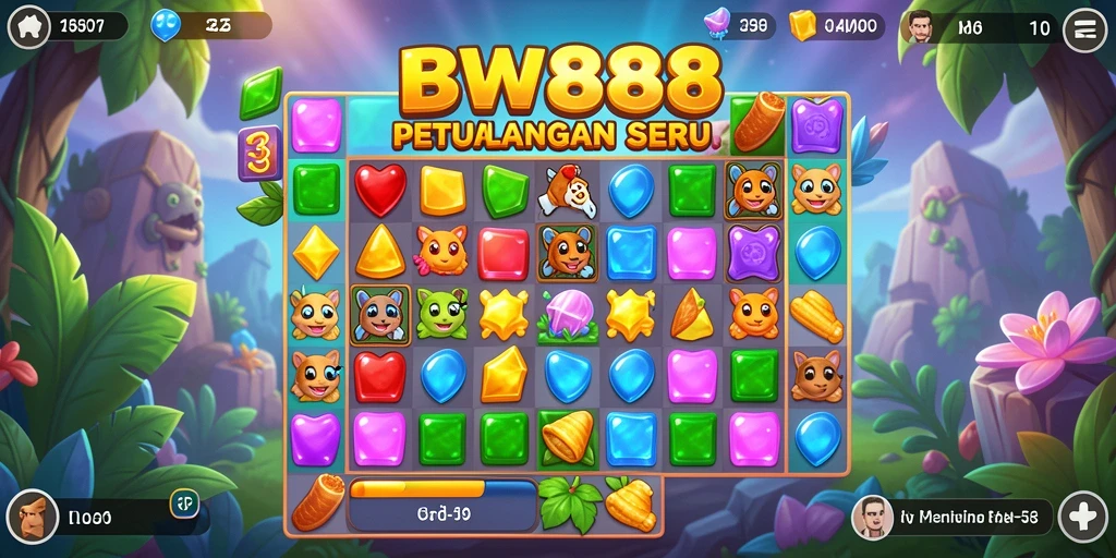 Tampilan gameplay seru dari BW888, permainan Match-3 yang menyenangkan.