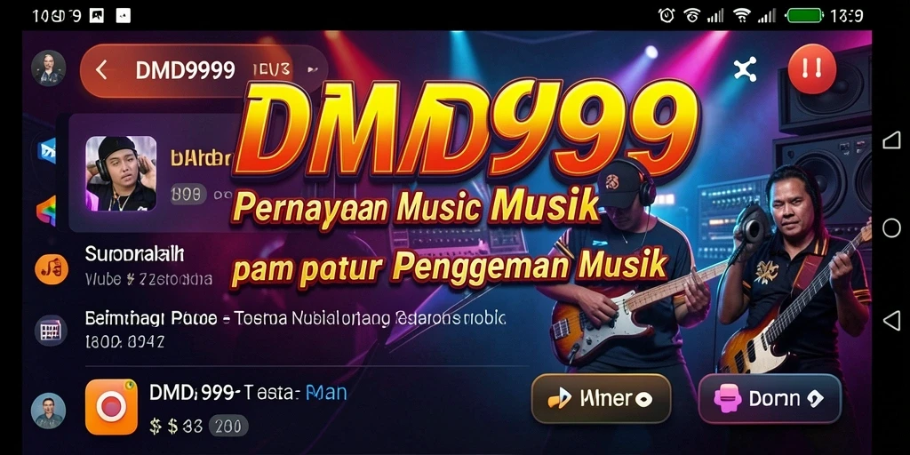 Gameplay DMD999 yang seru dengan notasi musik berwarna-warni.