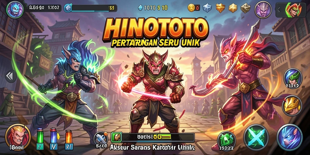 Screenshot HINOTOTO menampilkan aksi pertempuran yang mendebarkan.