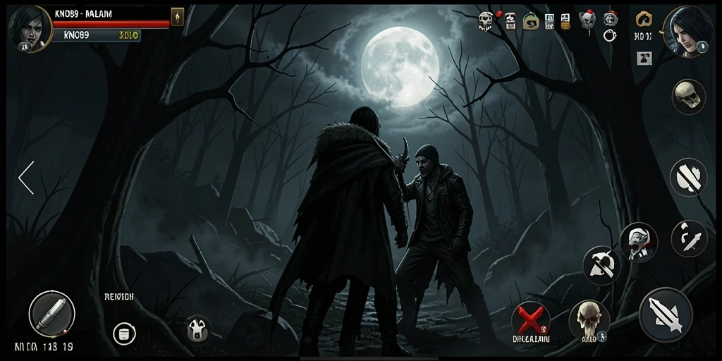 Screenshot gameplay KNO89 menampilkan suasana horor yang menegangkan.