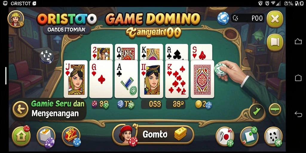 Screenshot gameplay ORISTOTO yang menunjukkan keseruan permainan Domino.