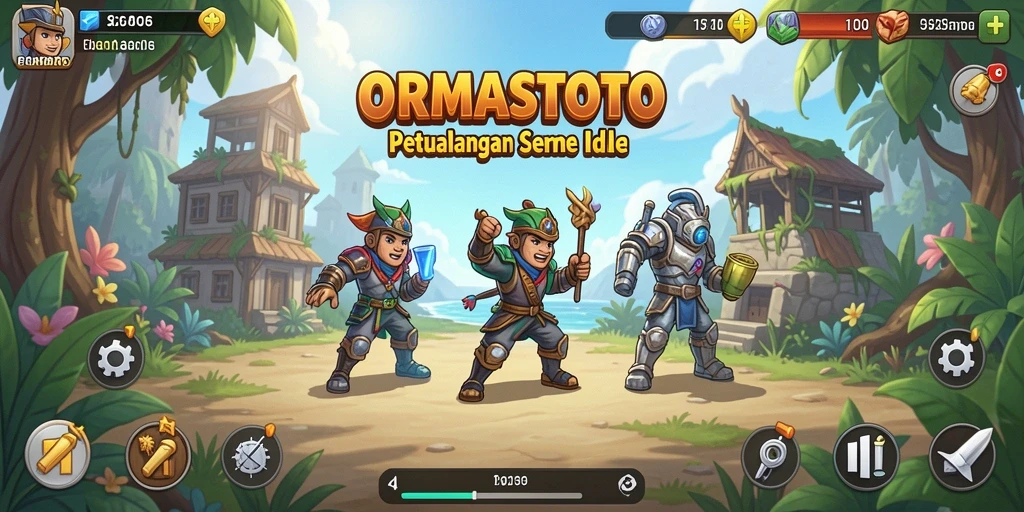 Tampak gameplay ORMASTOTO dengan karakter yang beraksi.