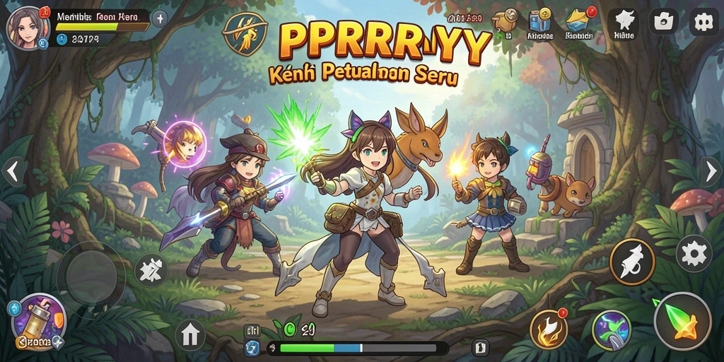 Tampilan gameplay yang menampilkan karakter anime dalam aksi.