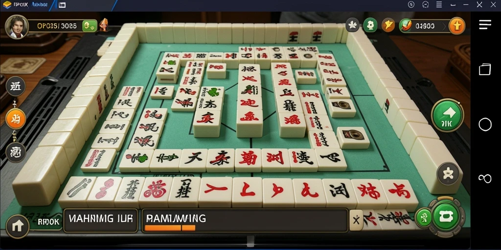 Screenshot permainan RPOK menampilkan ubin Mahjong dalam gameplay yang menarik.